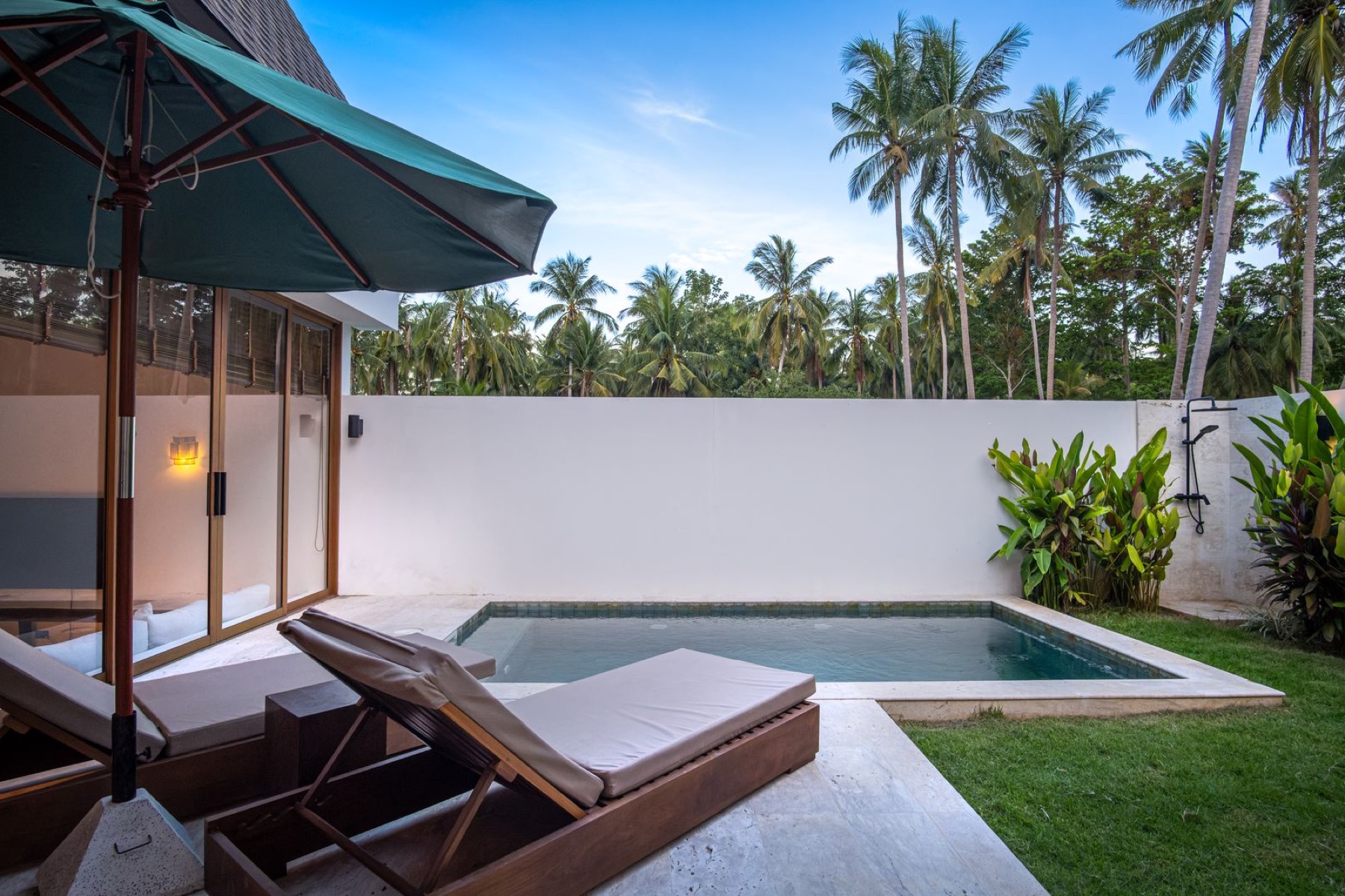 Piscina privada y palmeras
